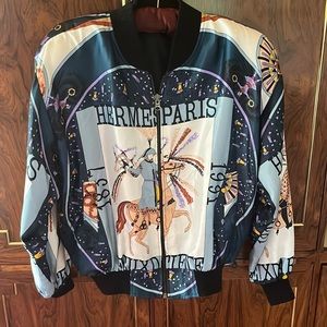 Vintage Faux Hermes Bomber Jacket- Med -Large